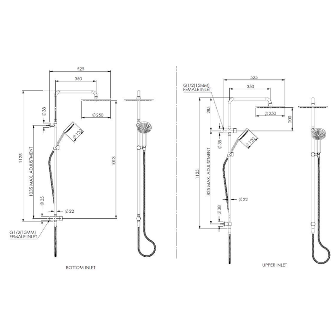 Greens Lavish Brass Twin Rail Shower Pvd Brushed Bronze