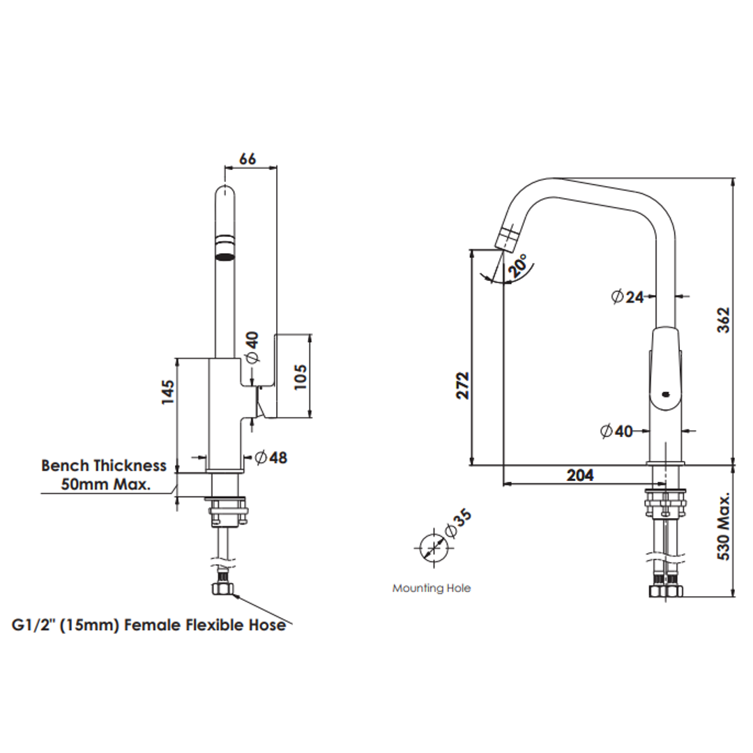 Greens Novi Sink Mixer Gooseneck (Smart Aerator) Chrome