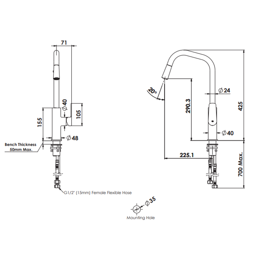 Greens Novi Sink Mixer Pull-Down Matte Black
