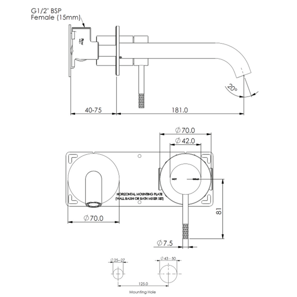 Greens Optima Plus Wall Basin / Bath Mixer Chrome