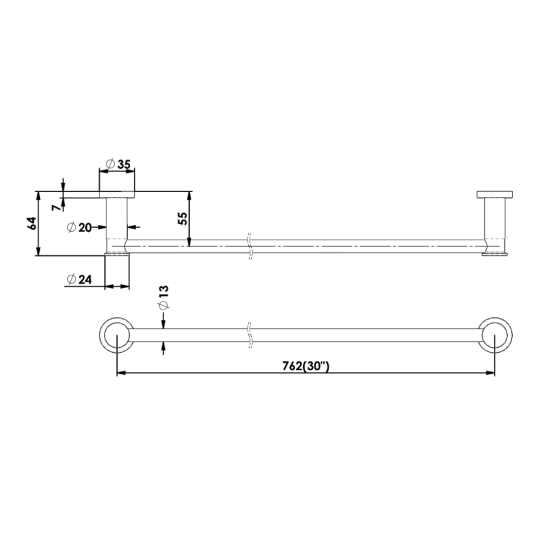 Greens Reason Single Towel Rail Brushed Copper