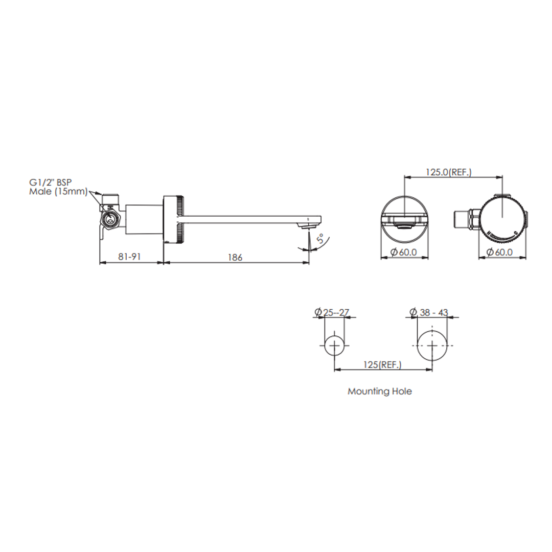 Greens Venza Two Hole Wall Mounted Basin Mixer Pvd Brushed Bronze