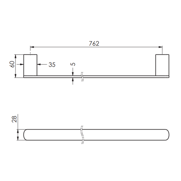 Greens Zeia Single Towel Rail Pvd Gun Metal