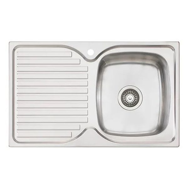 Oliveri Harmony Sink Single Bowl With Drainer  1 Tap Hole - Right Hand Bowl