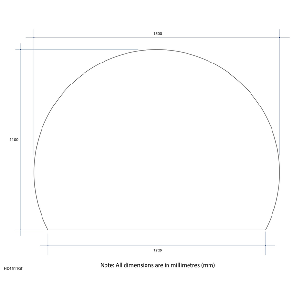 Thermogroup Hamilton D Shaped Polished Edge Mirror 1500x1100mm - Glue-to-Wall