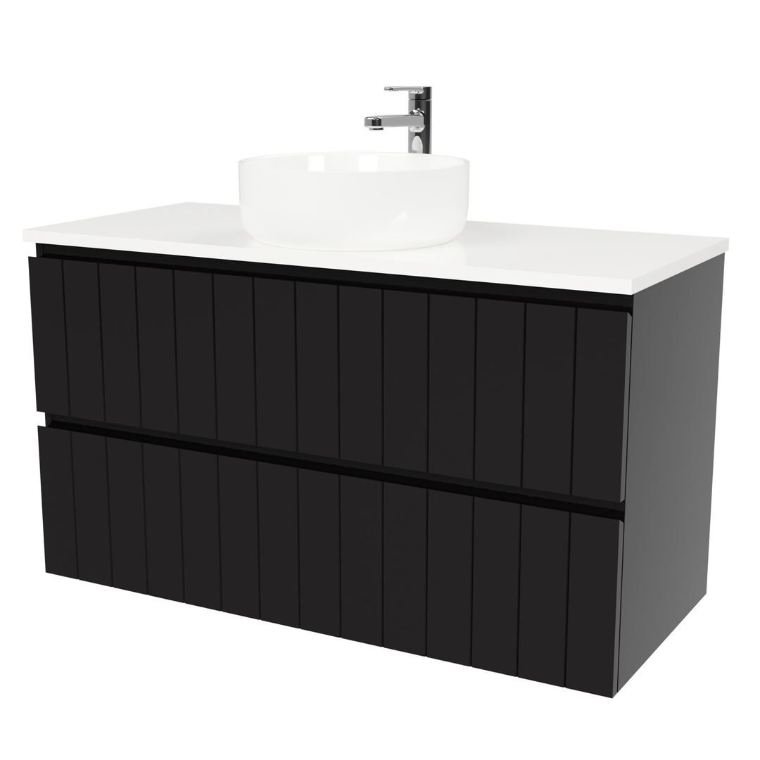 Timberline Henley Wall Hung Vanity 1050mm Centre White Gloss Basin Wall Hung SilkSurface Top
