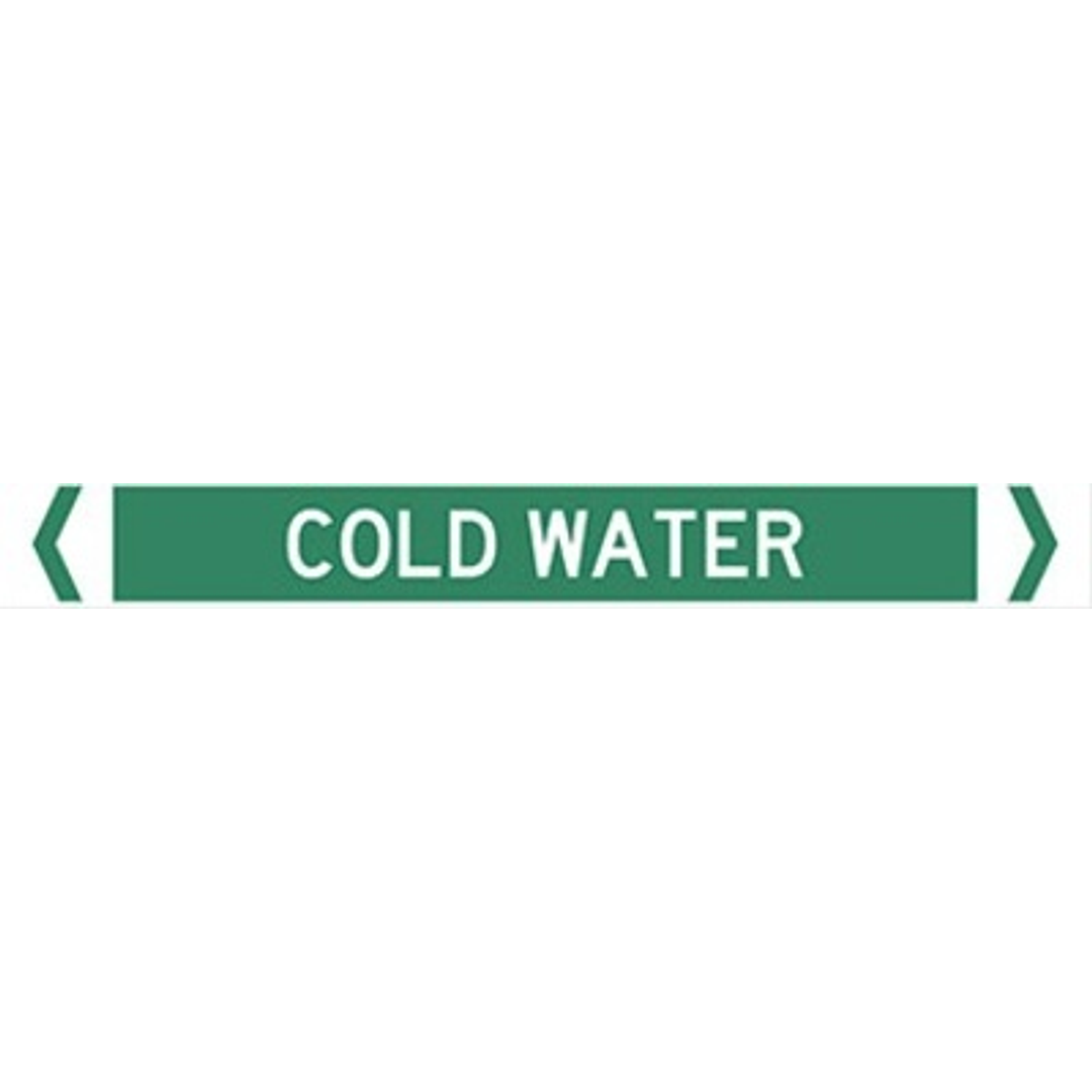 Pipe Marker Sticker (Med) Cold Water 10 Pack 400Mm X 27Mm