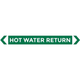 Pipe Marker Sticker (Med) Hot Water Return 10 Pack 400Mm X 27Mm