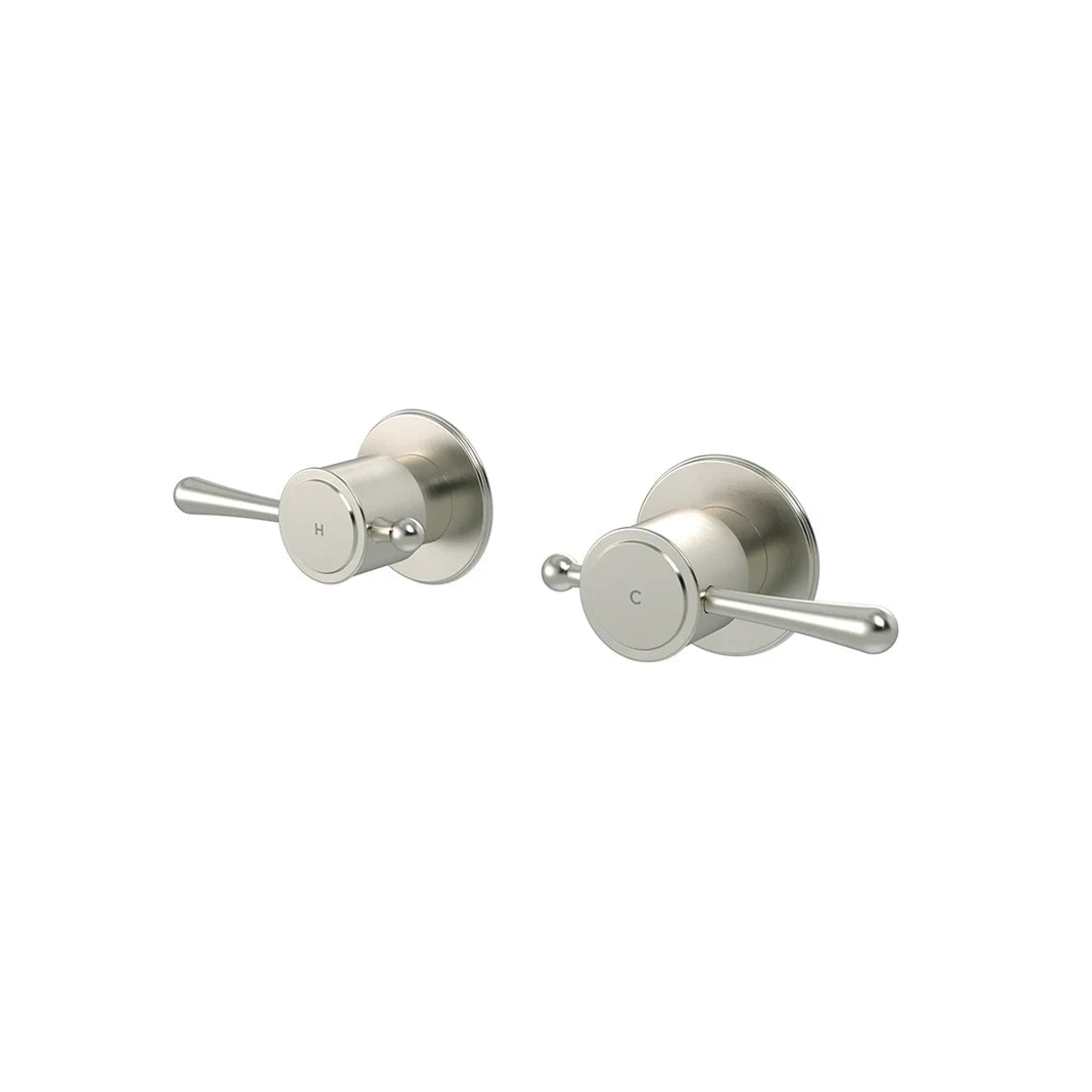 Meir Harrington Wall Tap Set With Lever Handle Brushed Nickel
