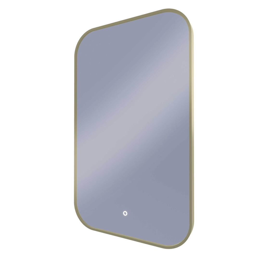 Remer I-Series 600 Soft Rectangle Led Mirror With Demister Baltic Brass Frame