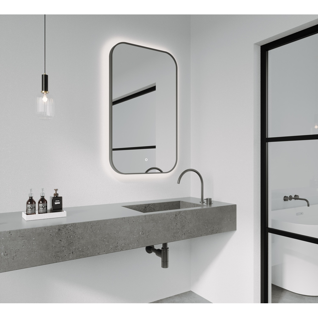 Remer I-Series 600 Soft Rectangle Led Mirror Georgian Metal Frame