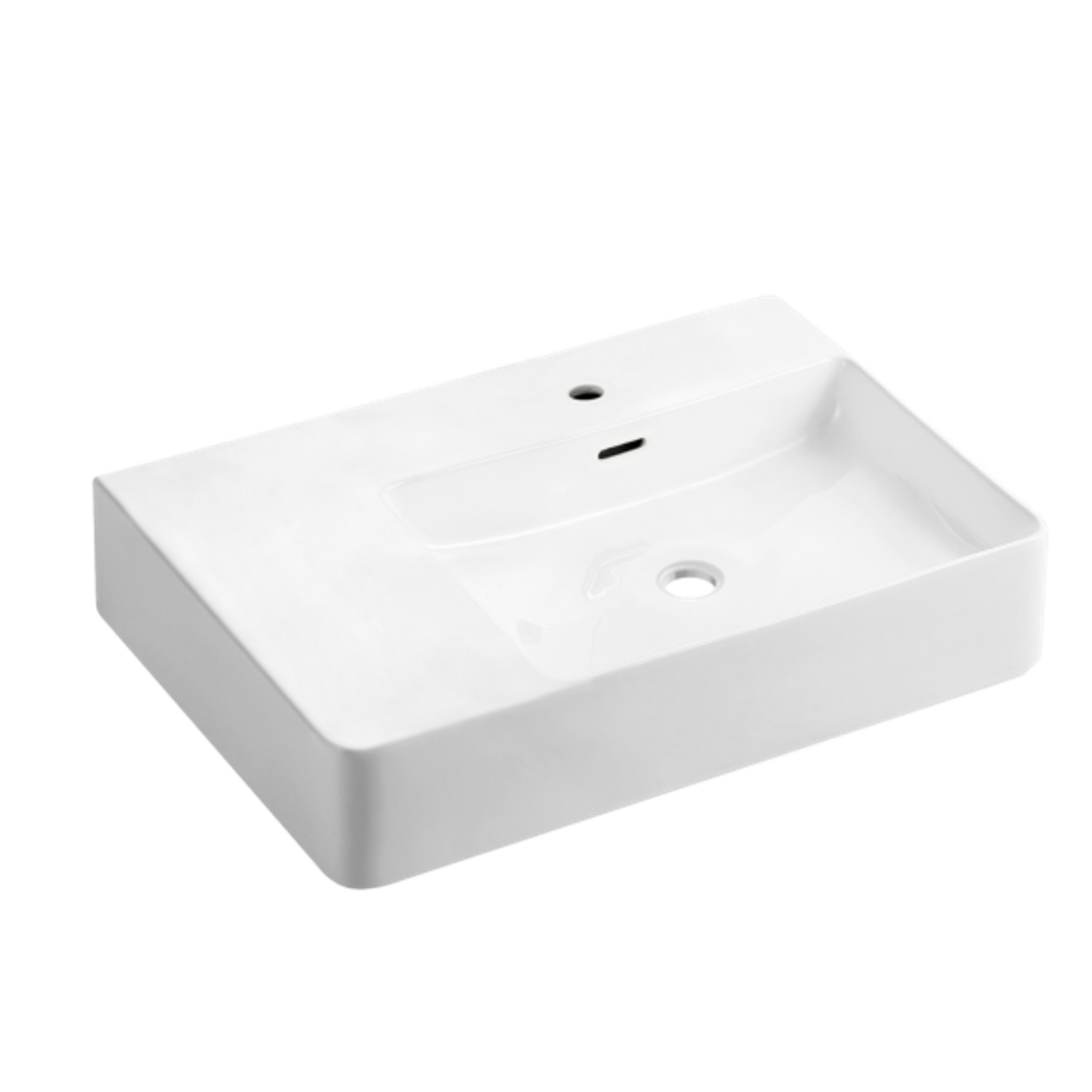 Johnson Suisse Quado Shelf Basin Lh 605X420Mm 1 Taphole Overflow Pw5 Jbsq860L1Pw5