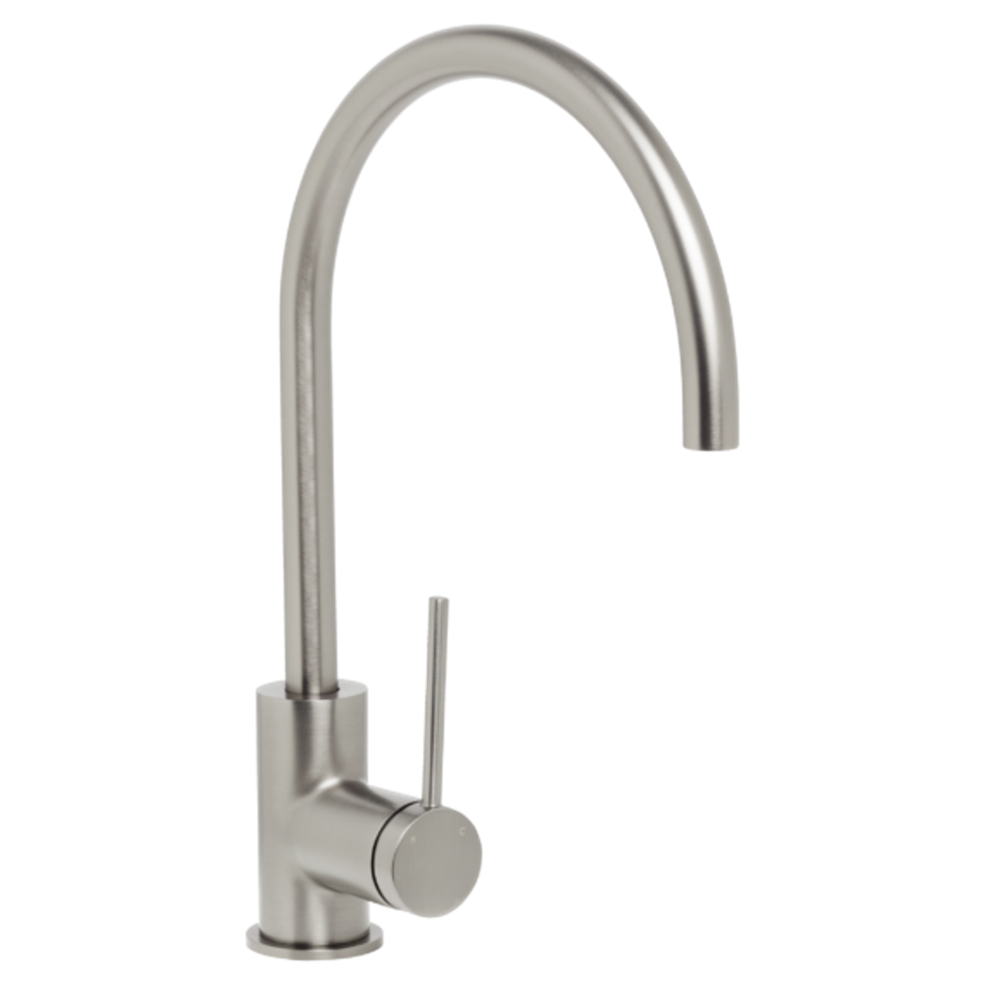 Johnson Suisse Venezia Gooseneck Sink Mixer Pvd Brushed Nickel Ii