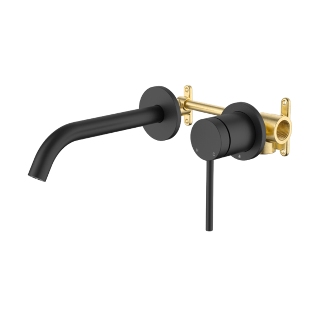 Johnson Suisse Venezia Wall Basin Mixer Kit Complete Matte Black Lead Free