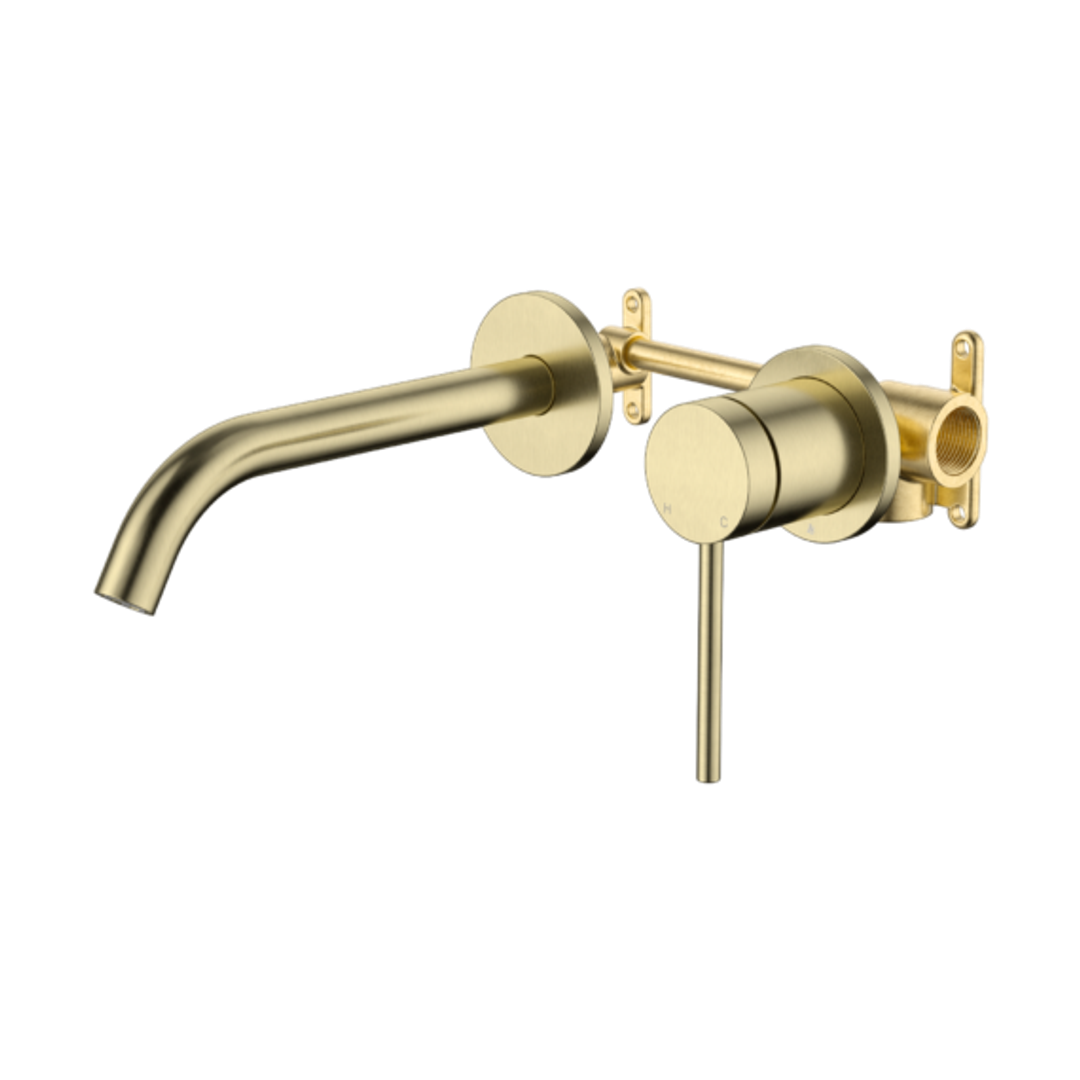 Johnson Suisse Venezia Wall Basin Mixer Kit Complete Brushed Brass Lead Free