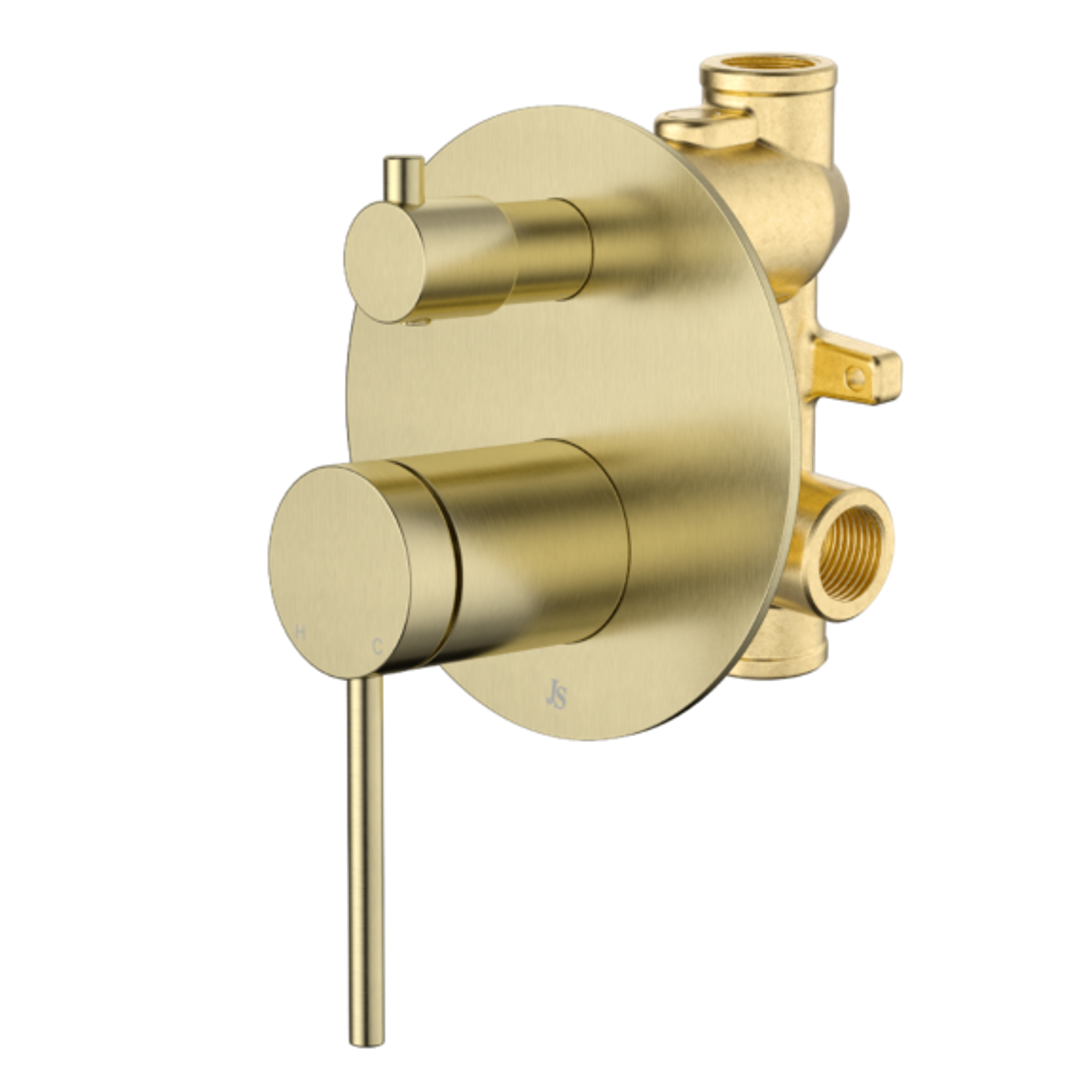 Johnson Suisse Venezia Shower Mixer With Diverter Kit Complete Brushed Brass