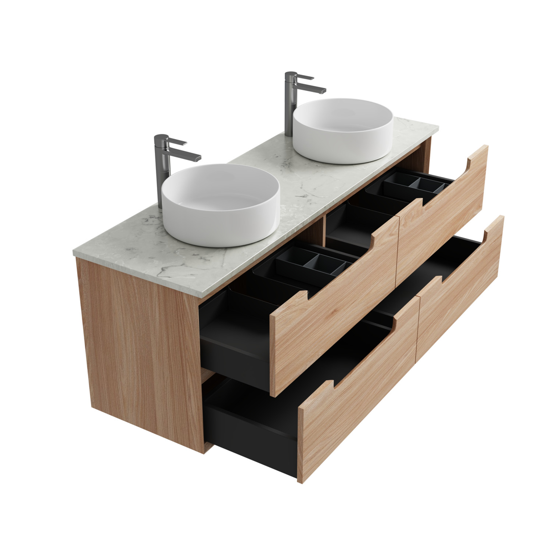Aulic Ainsley 1500 Cabinet Double With Cato Stone Top With Undermount Basin