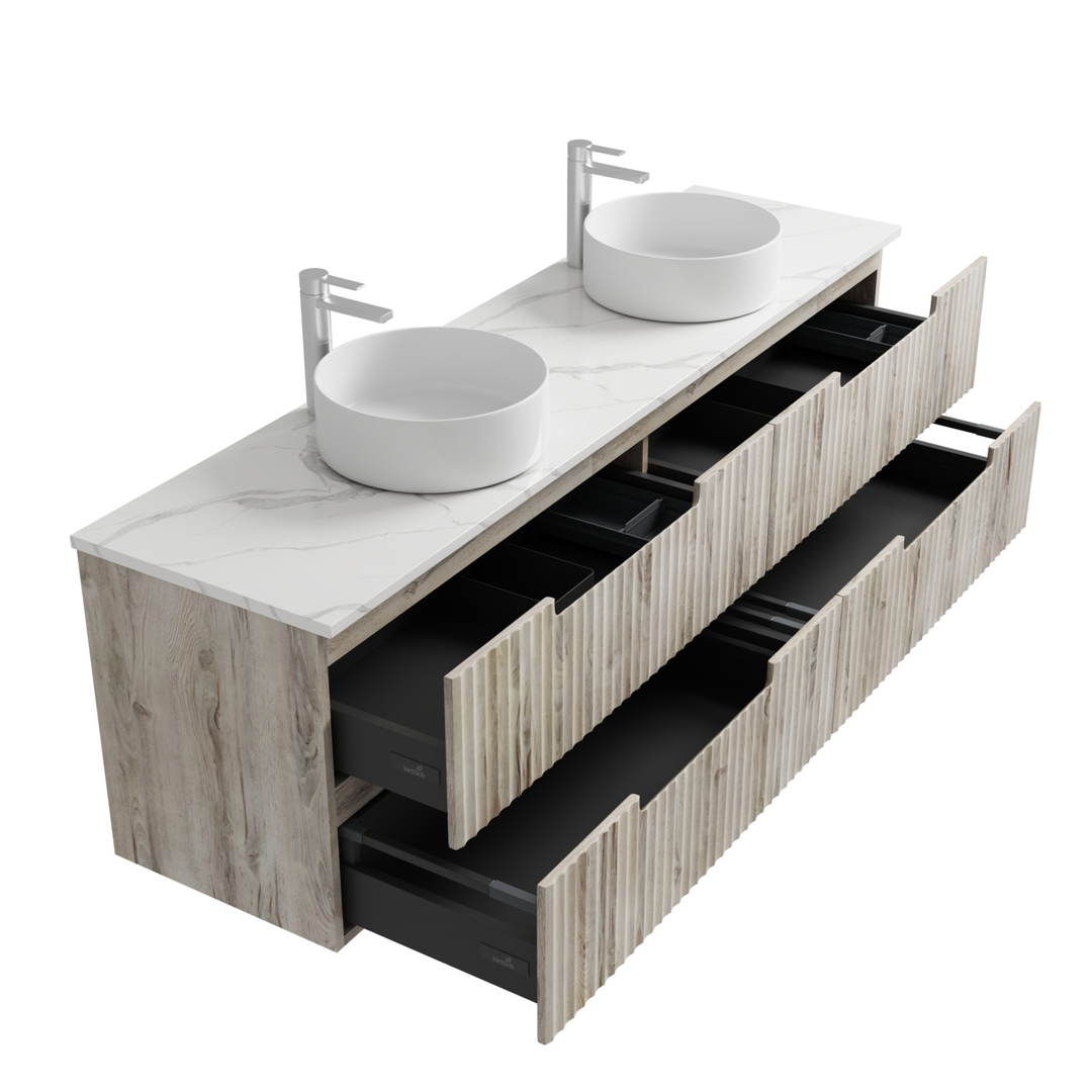 Aulic Tuscana Wall Hung Wave Groove Finger Pull Cabinet 1800