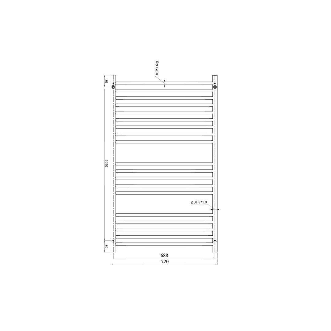 Linsol Allegra 19 Bar Wide Heated Towel Rail - Brushed Nickel