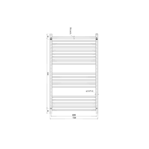 Linsol Allegra 19 Bar Wide Heated Towel Rail - Brushed Nickel