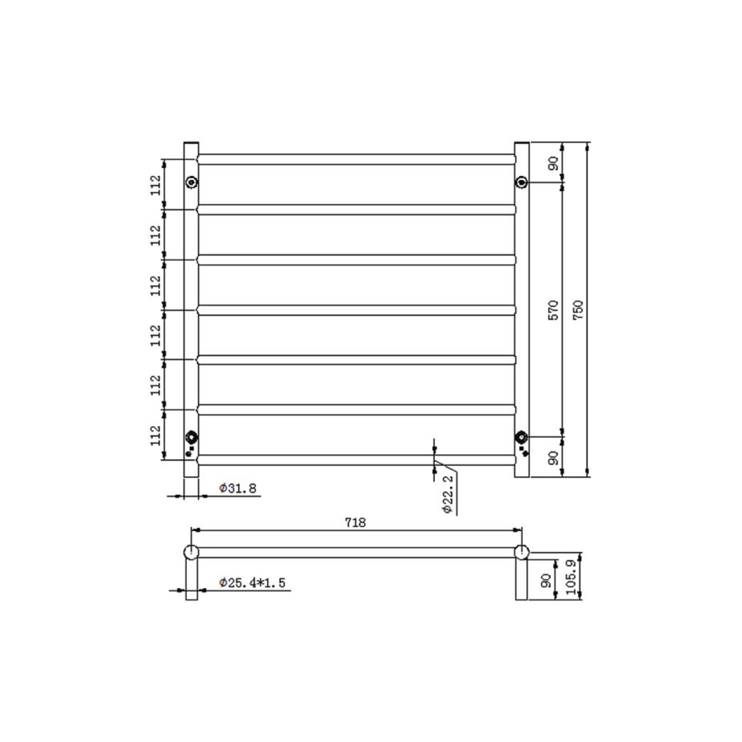 Linsol Allegra 7 Bar Heated Towel Rail - Gunmetal