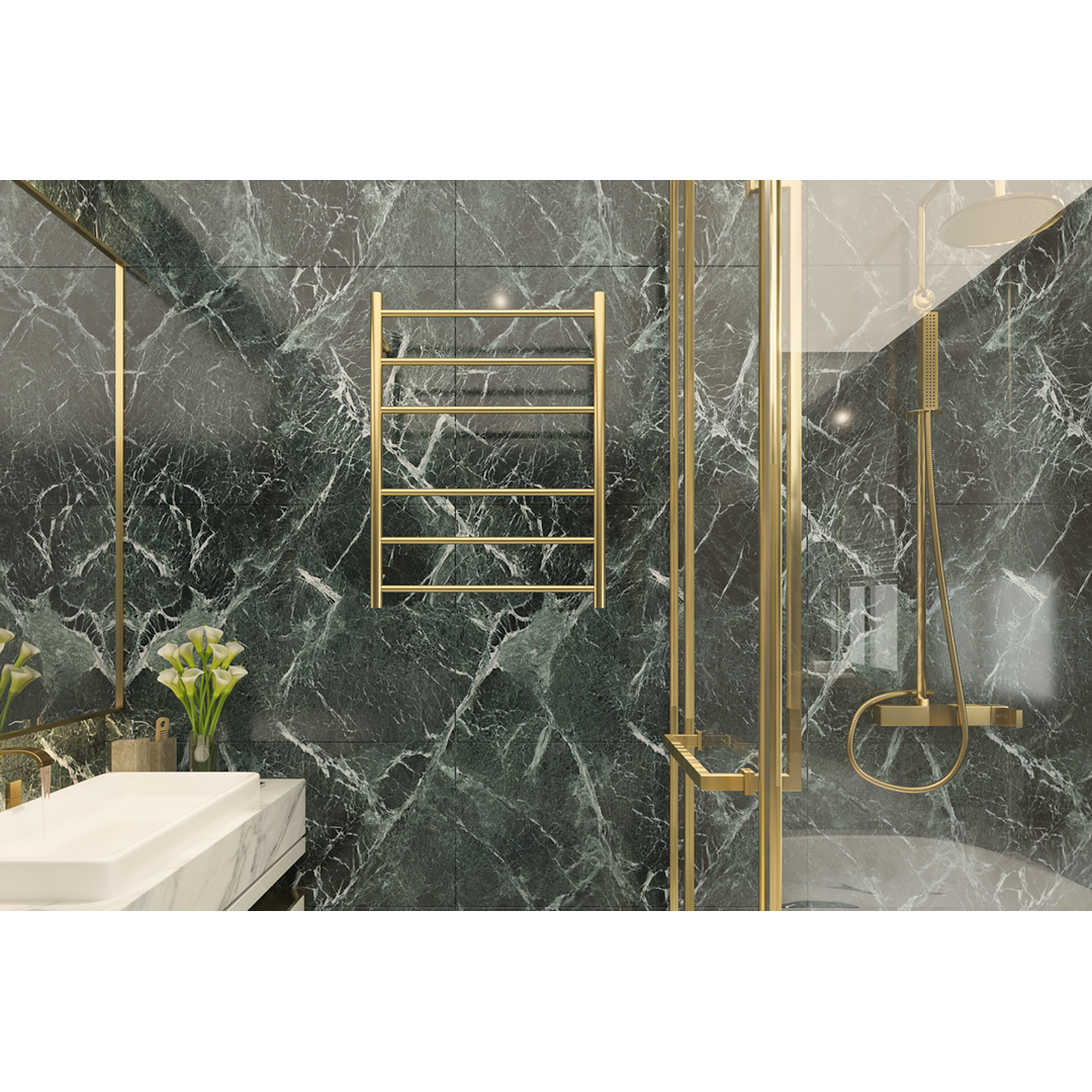 Linsol Avid 6 Bar Heated Towel Rail - Brushd Brass