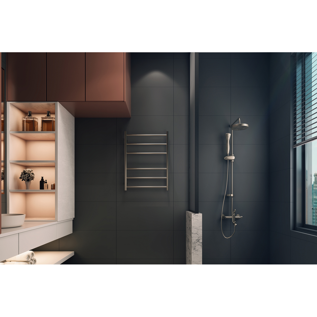 Linsol Avid 6 Bar Heated Towel Rail - Brushed Nickel