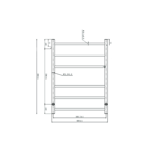 Linsol Avid 6 Bar Heated Towel Rail - Gunmetal