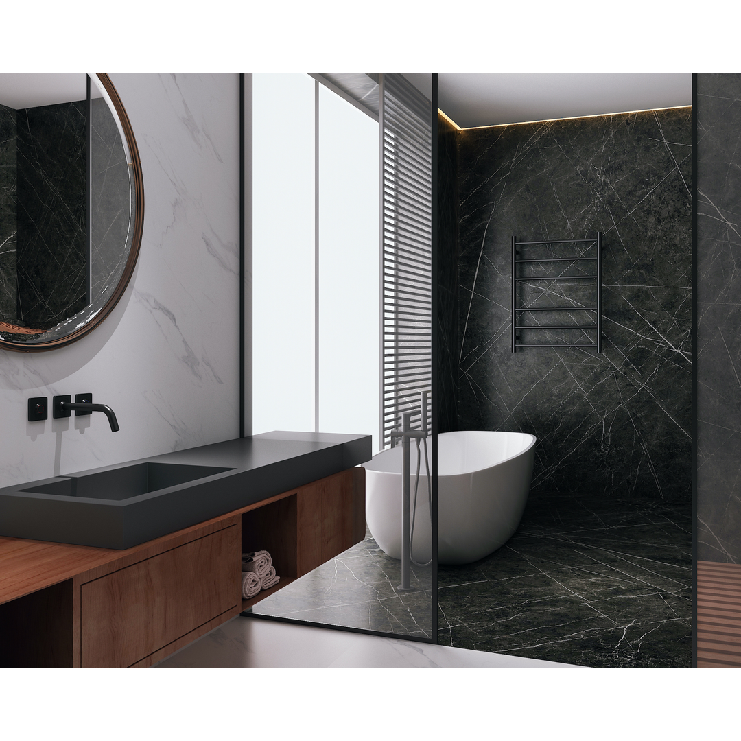 Linsol Avid 6 Bar Heated Towel Rail - Matte Black