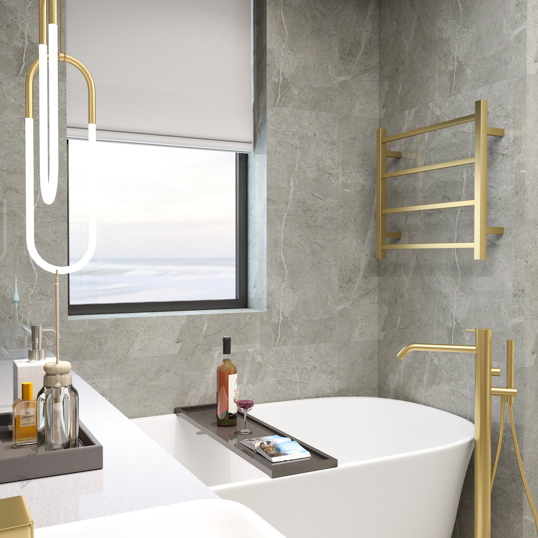 Linsol Spirit 4 Bar Heated Towel Rail - Brushed Brass