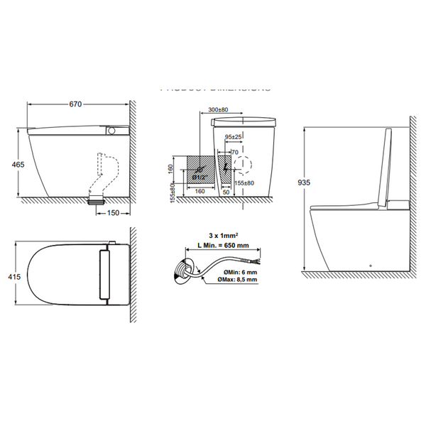 Johnson Suisse Avanzo Smart Toilet Wall Faced Rimless Suite