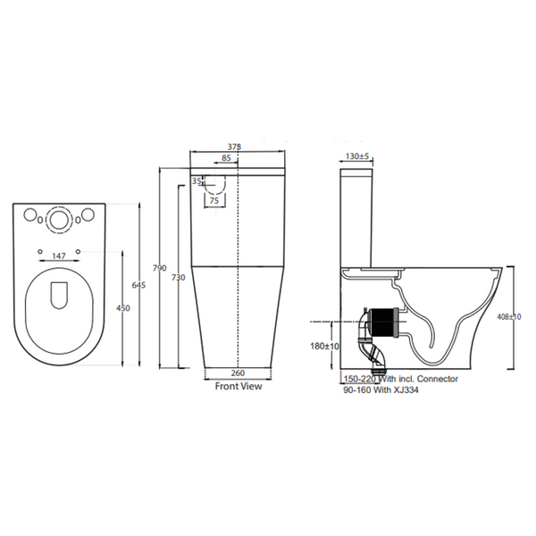 Johnson Suisse Emilia Mk Ii Back To Wall Toilet Suite Standard Seat