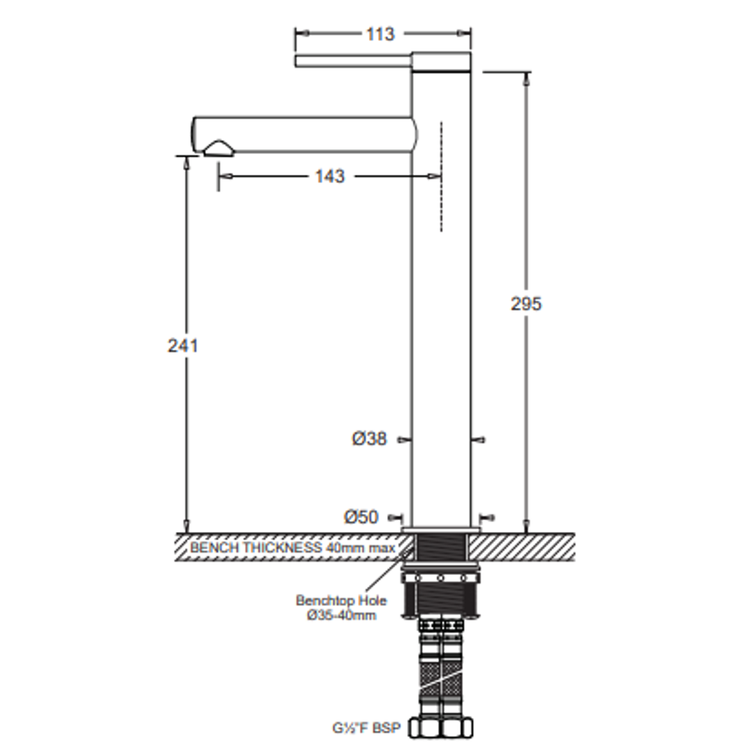 Johnson Suisse Venezia Extended Basin Mixer Chrome Lead Free