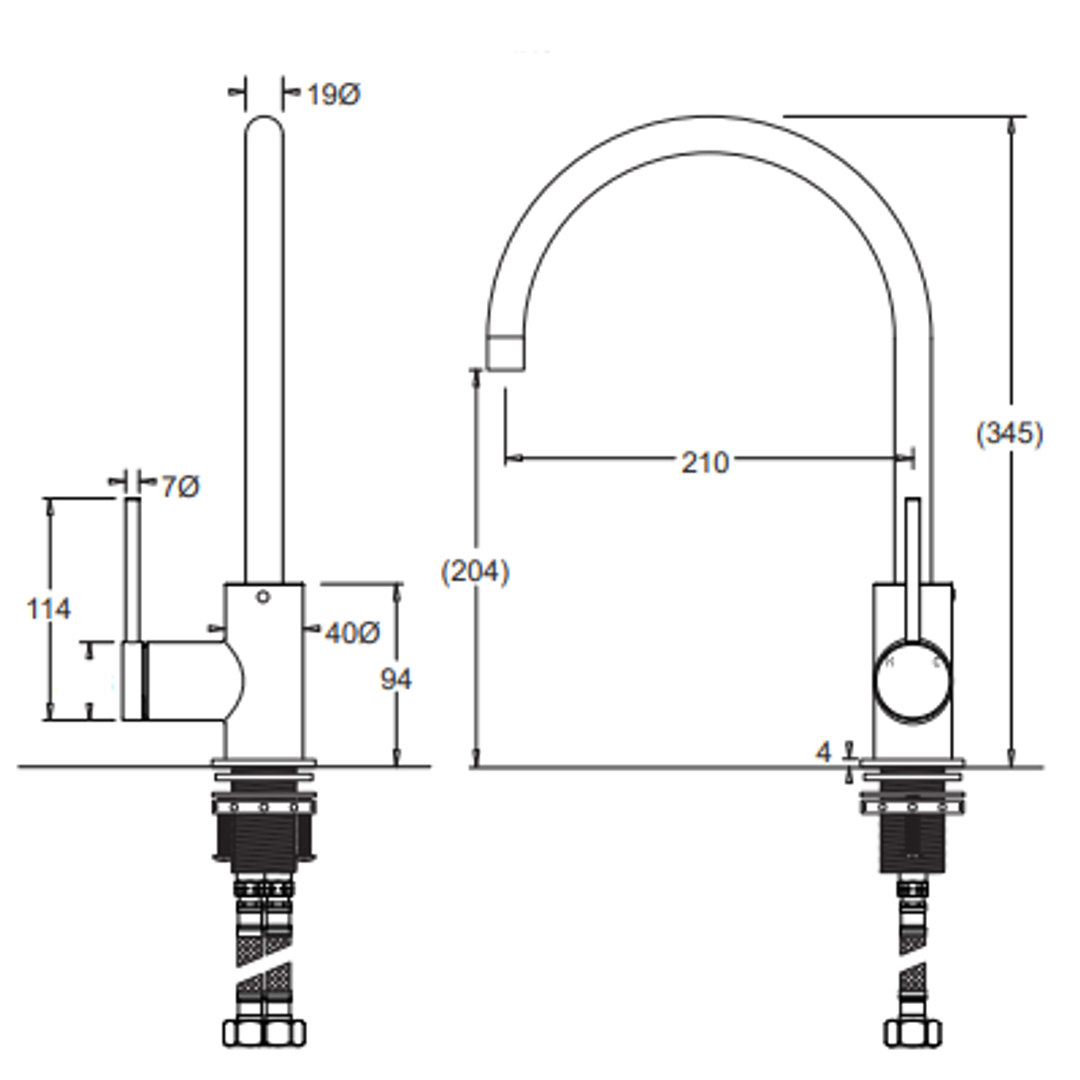 Johnson Suisse Venezia Gooseneck Sink Mixer Gun Metal Lead Free