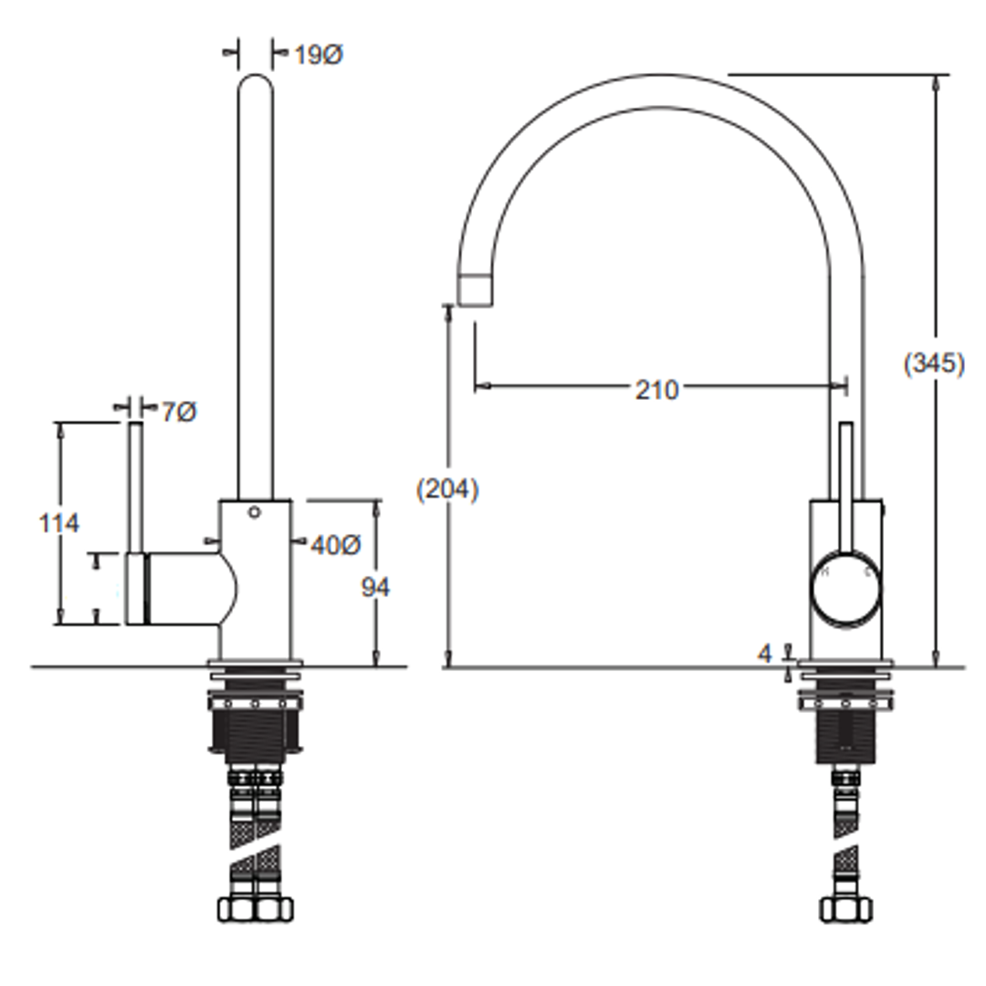 Johnson Suisse  Venezia Gooseneck Sink Mixer Chrome Lead Free