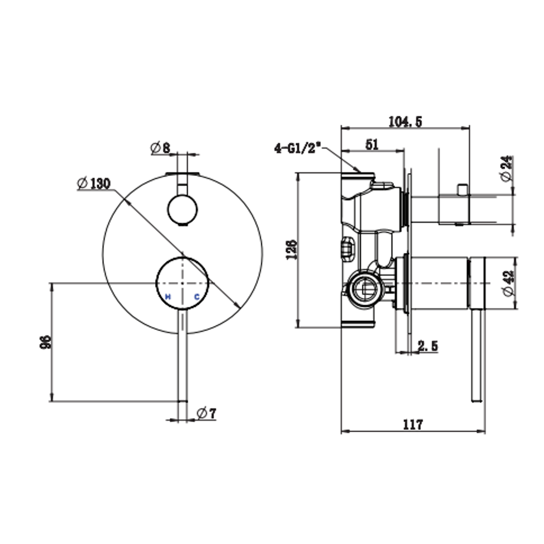 Johnson Suisse Venezia Shower Mixer With Diverter Kit Complete Matte Black