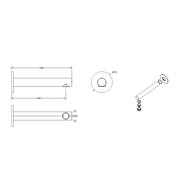 Johnson Suisse Venezia Bath Spout Pvd Brushed Nickel Ii