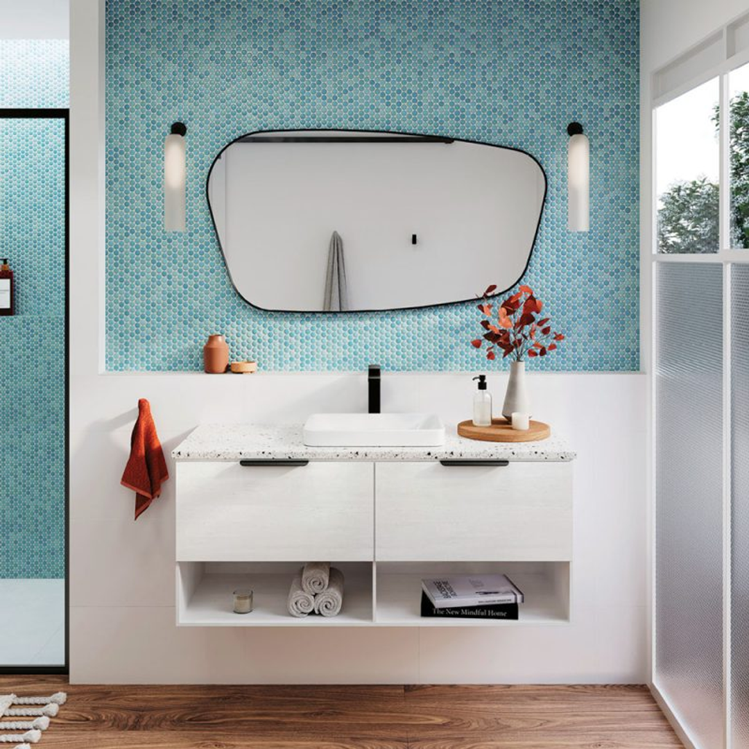 Fienza Kassi 1200 Sgl Wall Hung Vanity 2 Dr 2 Shelf Premium Benchtop Basin Not Included