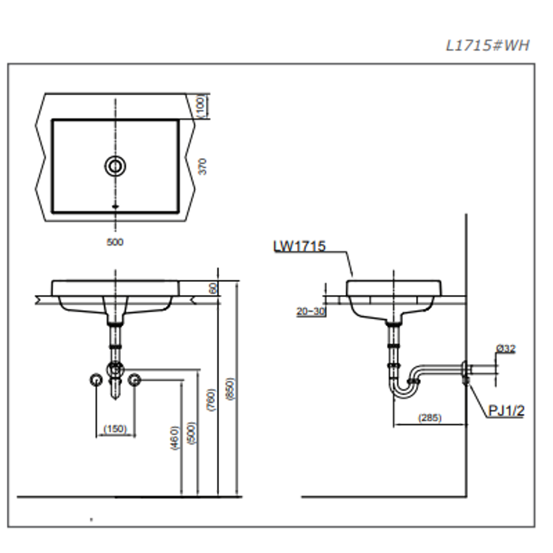 TOTO Console Lavatory L1715#W