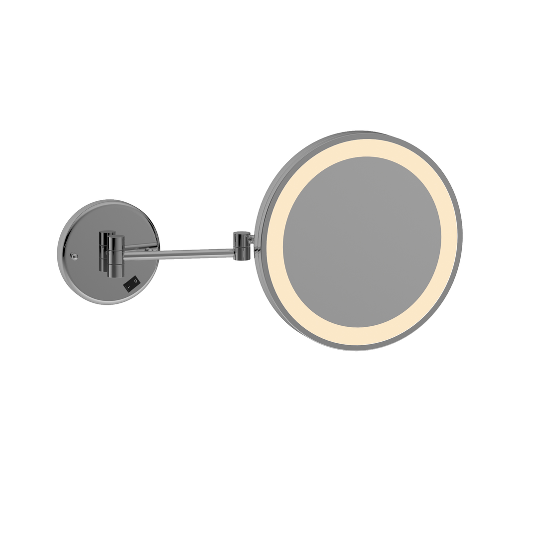 Thermogroup 3x Magnification Chrome Wall Mounted Shaving Mirror, 250mm Diameter with Concealed Wiring