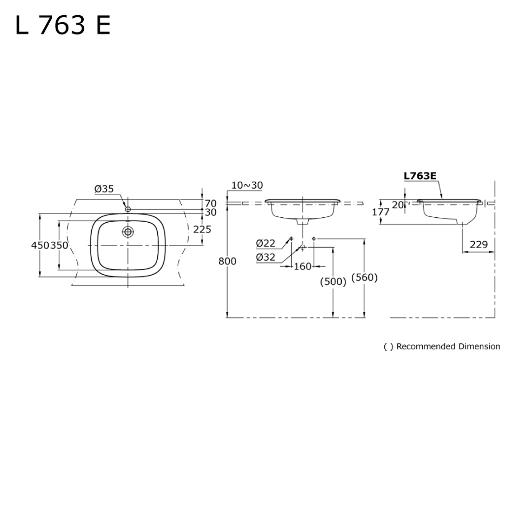 TOTO Basic+ Self-Rimming Lavatory L763E#XW