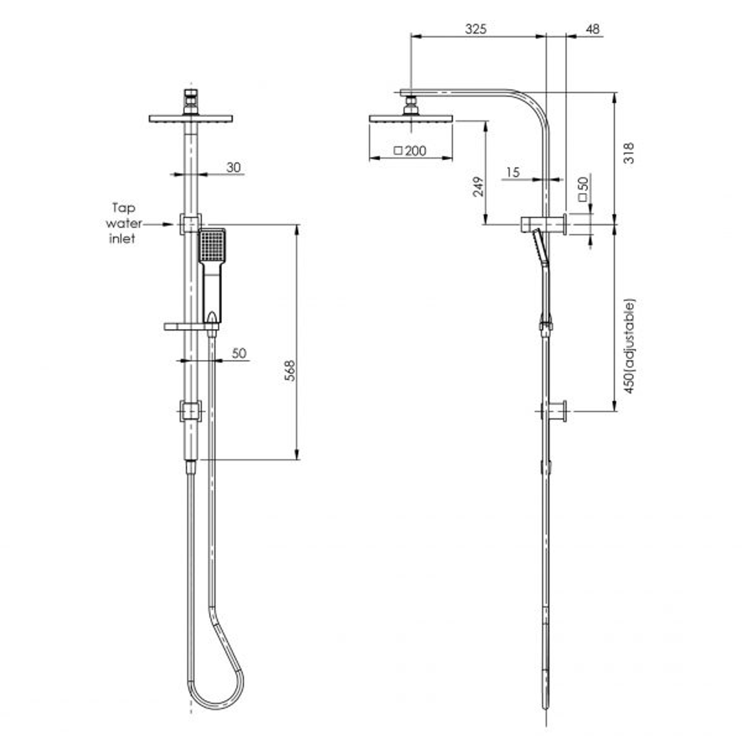 Phoenix Lexi Twin Rail Shower Matt Black