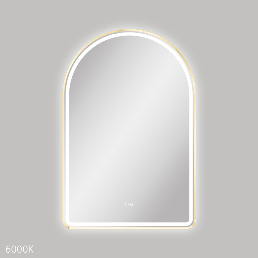 Fienza Valentina Led Urban Brass Framed Mirror 600 X 900Mm
