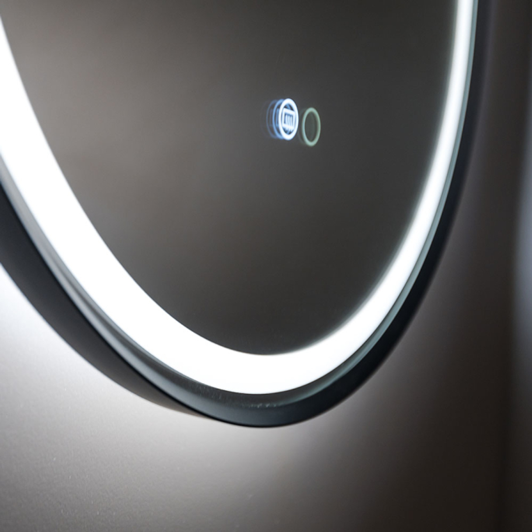 Fienza Reba Led Framed Round Mirror W/- Dimming Sensor & Demister 700Mm Diameter Urban Brass