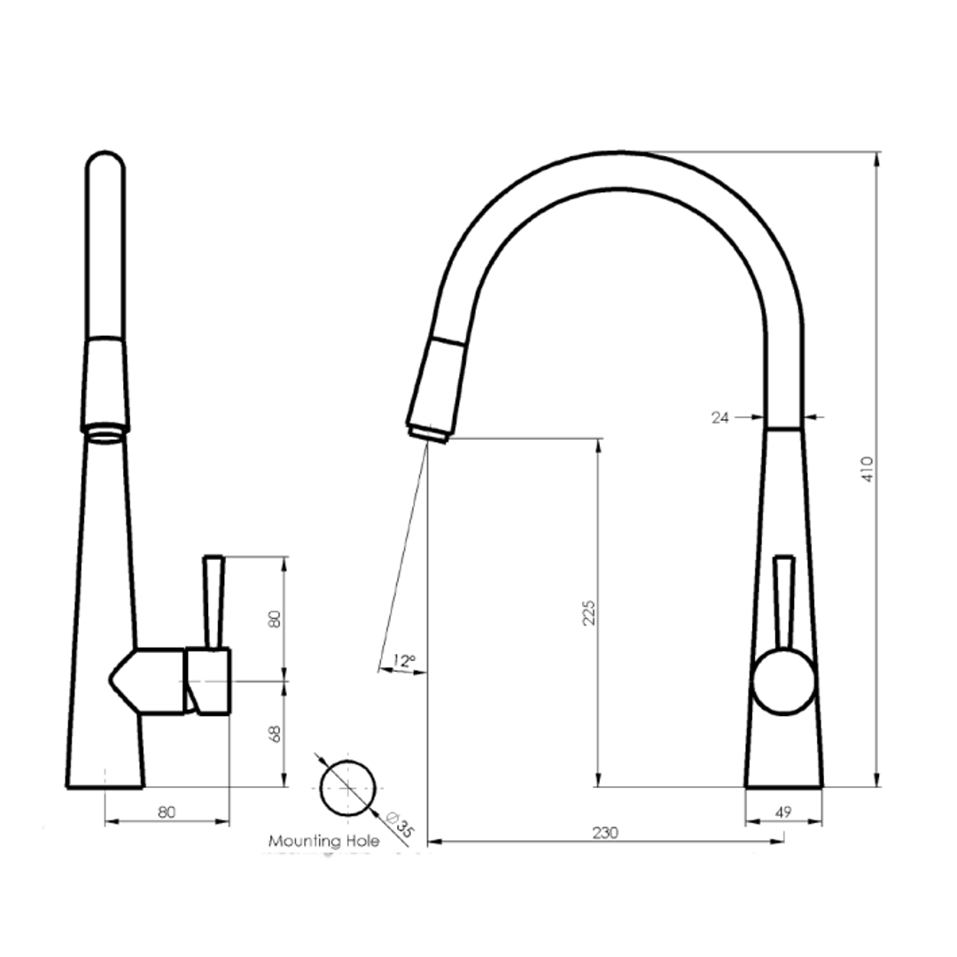 Greens Galiano Pull Down Sink Mixer  Multi Function Handspray - Chrome