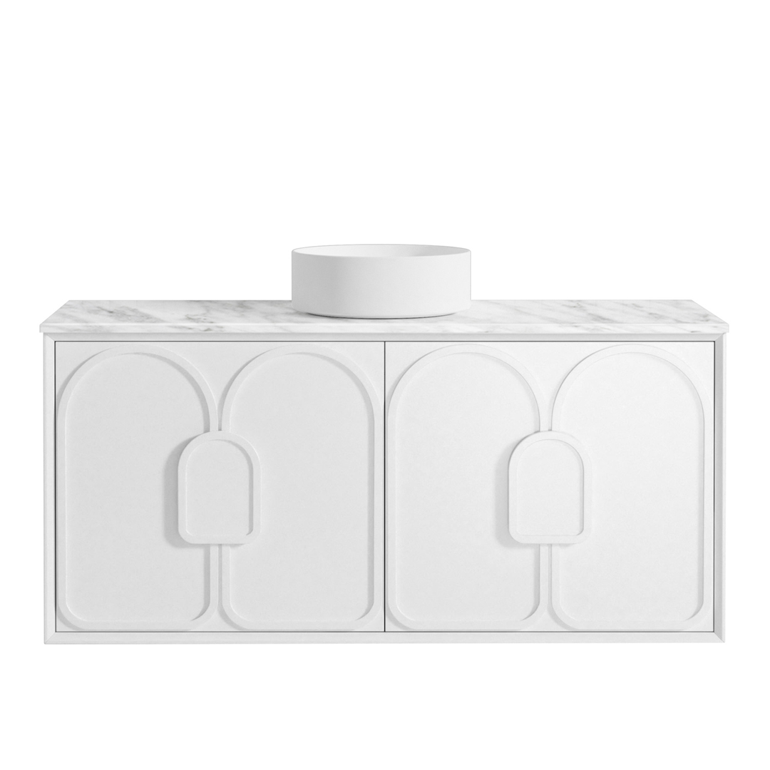 Otti Laguna Mk Ii 1200 Matte White Wall Hung Vanity With Pure White Top