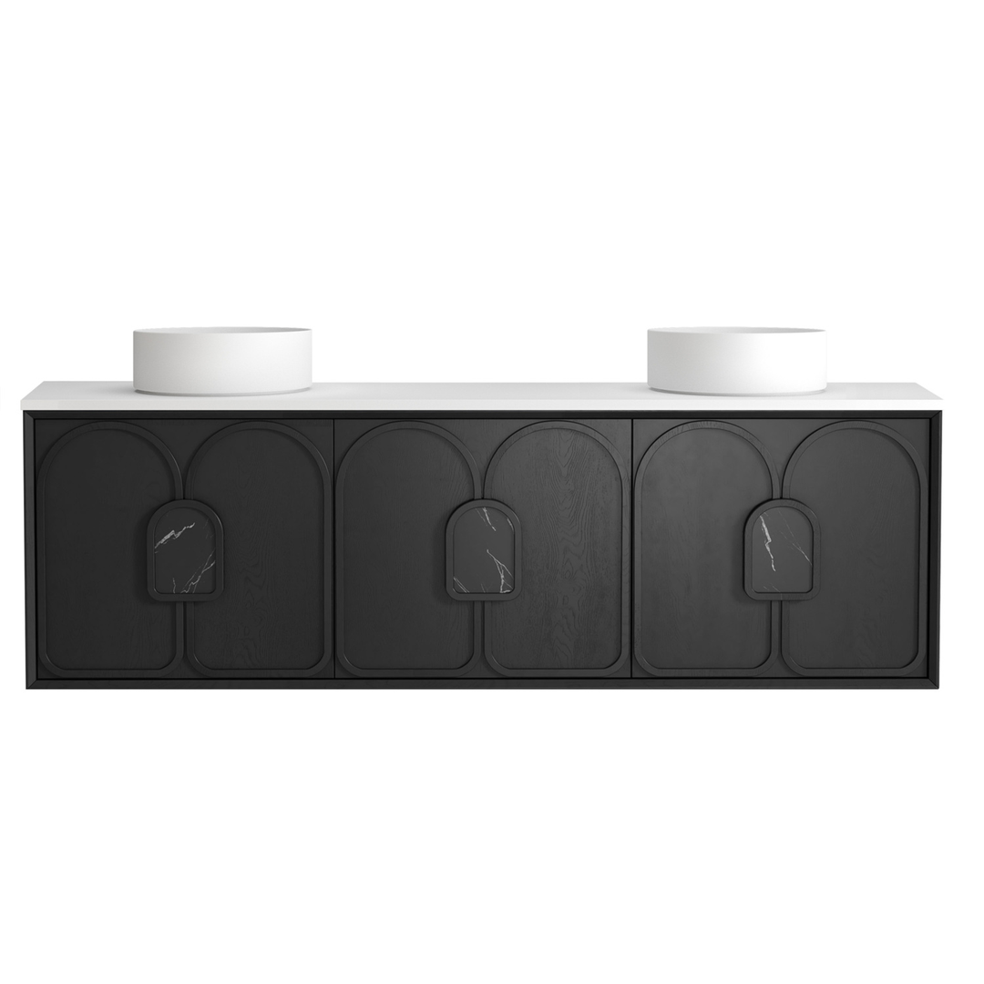 Otti Laguna Mk Ii 1800 Black Oak Wall Hung Vanity With Matte White Top