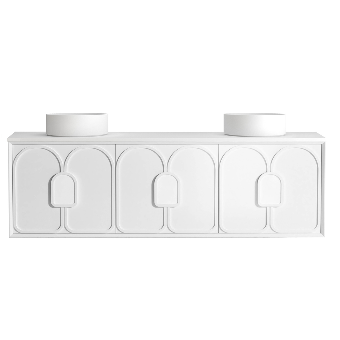 Otti Laguna Mk Ii 1800 Matte White Wall Hung Vanity With Pure White Top