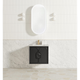 Otti Laguna Mk Ii 600 Black Oak Wall Hung Vanity With U/Mount Carrara Marble Top & Basin