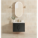 Otti Laguna Mk Ii 750 Black Oak Wall Hung Vanity With U/Mount Carrara Marble Top & Basin